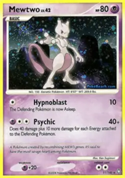 Heavily Played, English Pokemon Holo Mewtwo - 11/146 - Holo Rare DP - Legends Aw - Image 1