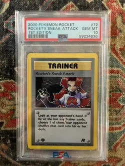 Pokemon Rocket 2000 Sneak Attack First Edition PSA 10 Gem Mint - Image 1
