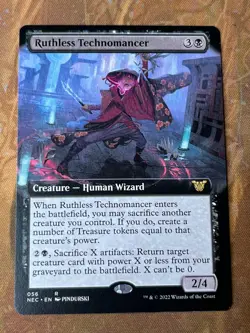 1x BORDERLESS RUTHLESS TECHNOMANCER - Kamigawa - MTG - Magic the Gathering - Image 1