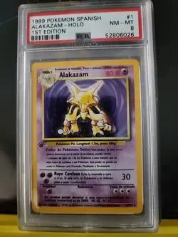 1999 Pokemon SPANISH Alakazam Holo Base Set 1st Edition PSA 8 - Image 1
