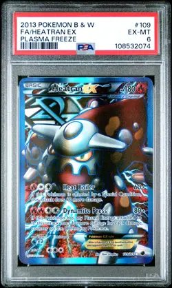 2013 POKEMON B&W PLASMA FREEZE #109 FULL ART/HEATRAN EX PSA 6 - Image 1