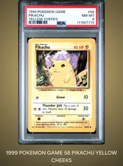 1999 Pokemon Unlimited Base Set #58 Pikachu Yellow Cheeks NM-MT PSA 8 - Image 1