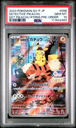 2023 POKEMON JAPANESE SV-P PROMO #098 DETECTIVE PIKACHU PSA 10 - Image 1