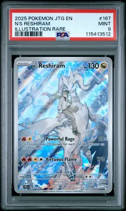 2025 POKEMON JTG EN-JOURNEY TOGETHER ILLUSTRATION RARE #167 N'S RESHIRAM PSA 9 - Image 1