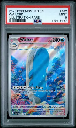 2025 POKEMON JTG EN-JOURNEY TOGETHER ILLUSTRATION RARE #162 WAILORD PSA 9 - Image 1