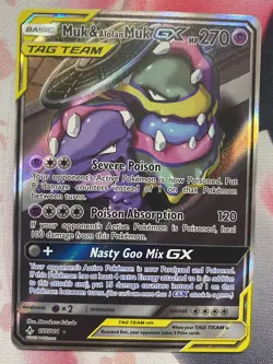 Pokemon TCG Muk & Alolan Muk GX 197/214 TAG TEAM Unbroken Bonds Alt Art NICE NM - Image 1