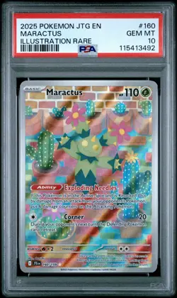 2025 POKEMON JTG EN-JOURNEY TOGETHER ILLUSTRATION RARE #160 MARACTUS PSA 10 - Image 1