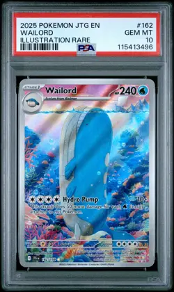 2025 POKEMON JTG EN-JOURNEY TOGETHER ILLUSTRATION RARE #162 WAILORD PSA 10 - Image 1