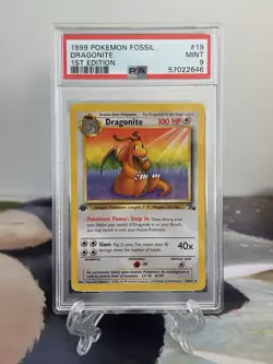 Pokemon Card 1st Edition Dragonite - Fossil Set No.19/62 - PSA 9 MINT -Non Holo - Image 1