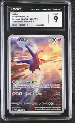 CGC 9 MINT Latios Surging Sparks 203/191 Illustration Rare Holo Pokemon Card - Image 1