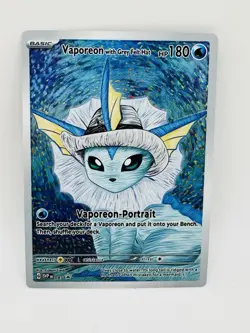 Pokemon Vaporeon With Grey Felt Hat Van Gogh DIY Doujin Art Card - Image 1