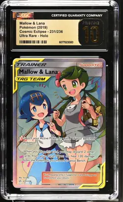 CGC Pristine 10 Mallow & Lana 231/236 Full Art Cosmic Eclipse Pokemon Card - Image 1