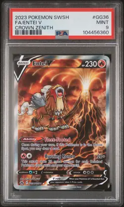 2023 POKEMON SWORD & SHIELD CROWN ZENITH #GG36 FULL ART/ENTEI V PSA 9 - Image 1