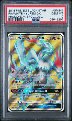 2018 POKEMON SM BLACK STAR PROMO #SM141 FULL ART/WHITE KYUREM GX PSA 10 - Image 1