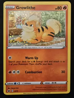 Growlithe 4/15 McDonald’s Match Battle Confetti Holo Promo Pokemon TCG 2022 NM - Image 1