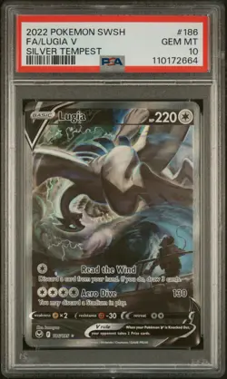 2022 POKEMON SWORD & SHIELD SILVER TEMPEST #186 FULL ART/LUGIA V PSA 10 - Image 1