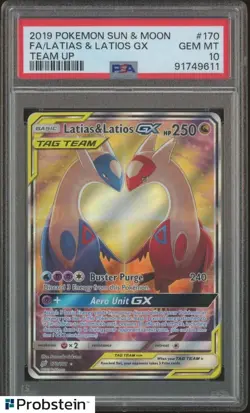 2019 Pokemon S & M Team Up #170 Latias & Latios Gx FA PSA 10 GEM MINT - Image 1