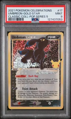 PSA 9 Umbreon Gold Star #17 2021 Pokemon Celebrations Classic Coll MINT NEW CERT - Image 1