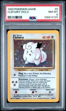 1999 Pokemon Game #5 Clefairy Holo Base Set PSA 8 NM Mint - Image 1