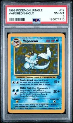 1999 POKEMON JUNGLE #12 VAPOREON-HOLO - PSA 8 - Image 1
