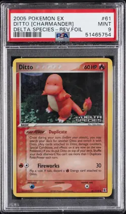 2005 POKEMON EX DELTA SPECIES #61 DITTO [CHARMANDER]-REVERSE FOIL PSA 9 - Image 1