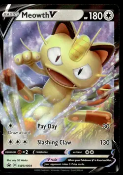 Pokemon TCG SWSH: Sword & Shield Promo Cards #SWSH004 Meowth V NM - Image 1