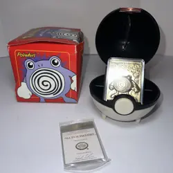 Pokemon Poliwhirl 23 Karat Gold Plated Trading Card Burger King 1999 W/ Ball - Image 1