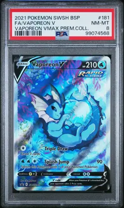 2021 Pokemon Swsh Black Star Promo #181 Vaporeon Vmax Prem.Coll. PSA 8 - Image 1