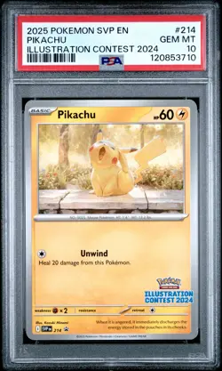 2025 POKEMON SVP EN-SV BLACK STAR PROMO ILLUSTRATION CONTEST 2024 PIKACHU PSA 10 - Image 1