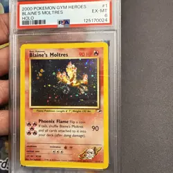 Pokemon Blaine's Moltres W / Swirl Gym Heroes 1/132 Psa 6 - Image 1