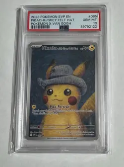 2023 Pokemon SVP Black Star Promo #085 Van Gogh Pikachu with Grey Felt Hat PSA10 - Image 1