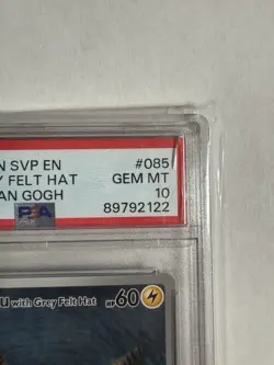 2023 Pokemon SVP Black Star Promo #085 Van Gogh Pikachu with Grey Felt Hat PSA10 - Image 3