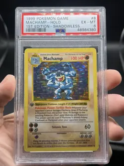 1st Edition Shadowless Machamp 8/102 Base Set Pokemon PSA 6 EX-MT WOTC Holo - Image 3