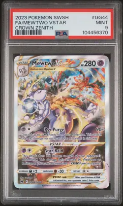 2023 POKEMON SWORD & SHIELD CROWN ZENITH #GG44 FULL ART/MEWTWO VSTAR PSA 9 - Image 1