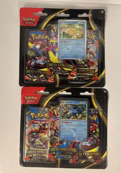 2 Pokemon TCG ME01 Mega Evolution 3 Pack Booster Blister Sealed Bundle New - Image 1
