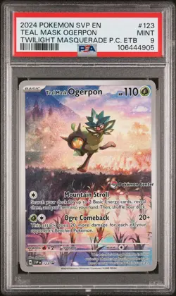 2024 POKEMON TWM POKEMON CENTER ETB PROMO SVP #123 TEAL MASK OGERPON PSA 9 - Image 1