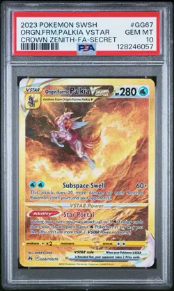 PSA 10 GEM MINT Origin Forme Palkia VSTAR GG67GG70 Crown Zenith Pokemon Card - Image 1