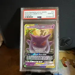 Pokemon TCG Gengar & Mimikyu GX Holo Ultra Rare Card 53/181 PSA 10 Gem Mint - Image 1
