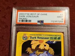 Pokemon Dark Venusaur Best of Game #7 Promo Card TCG Nintendo 2002 Graded PSA 9 - Image 2