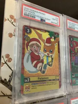 PSA 10 Digimon Set of 4 Holiday Event Cards Agumon Patomon Gabumon Tentomon - Image 3