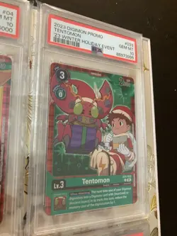 PSA 10 Digimon Set of 4 Holiday Event Cards Agumon Patomon Gabumon Tentomon - Image 4