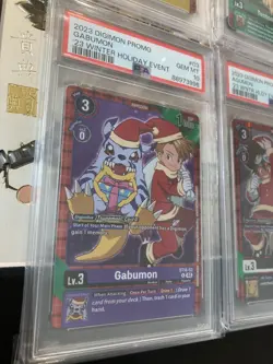 PSA 10 Digimon Set of 4 Holiday Event Cards Agumon Patomon Gabumon Tentomon - Image 5