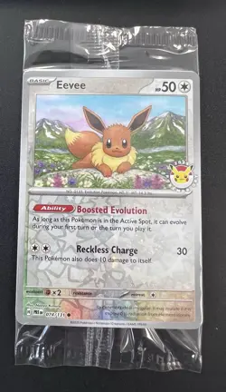 Eevee Pokemon Day Stamp Prismatic Evolutions Set TCG Card 074/131 Sealed - Image 1