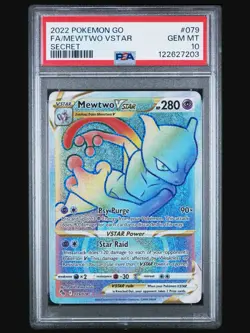Pokemon Go Mewtwo VSTAR Rainbow Secret Rare Card #79 PSA 10 - Image 2