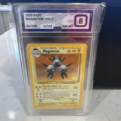 Pokemon TCG Magneton Base Set Holo Unlimited Rare Card 9/102 PG Slab Grade 8 - Image 1