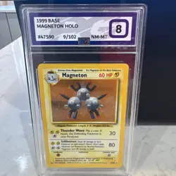 Pokemon TCG Magneton Base Set Holo Unlimited Rare Card 9/102 PG Slab Grade 8 - Image 3