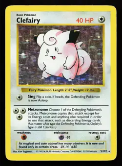 Clefairy 5/102 Holo Rare Base Set (Shadowless) Pokemon Card - Image 1