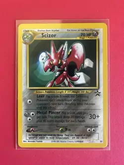 2001 Pokemon Scizor Black Star Promo Pokemon League #33 Non-Holo LP - Image 1