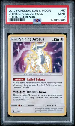 2017 POKEMON SUN & MOON SHINING LEGENDS #57 SHINING ARCEUS-HOLO PSA 9 - Image 1
