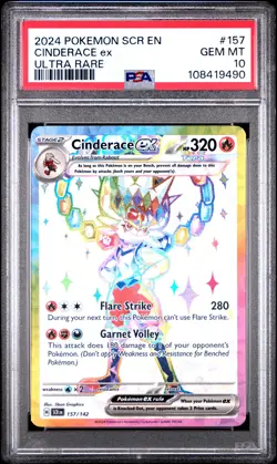 2024 POKEMON SCR EN-STELLAR CROWN ULTRA RARE #157 CINDERACE EX PSA 10 - Image 1